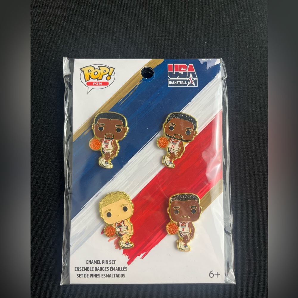 Funko Pop! Pin- USA Basketball 4 Enamel Pin Set-Bird-Robinson-Johnson-Malone